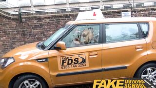 Fake Driving School Cum covered vagina after gamer minx strikes sexsual deal