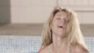 Mary Kalisy gets her soak twat eat by the pool and banged! rough inside bed