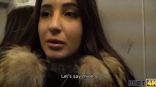 DEBT4k Bro pulls rough dick out of leggings to XXX the ravishing debtor