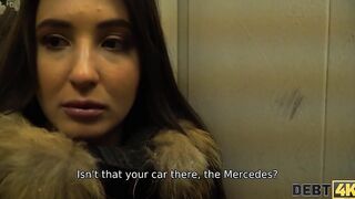 Debt4k. Beauty Lady Has No Cash For Vehicle But Manages It With Bushy Cunt
