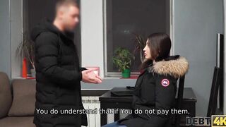 Debt4k. Beauty Lady Has No Cash For Vehicle But Manages It With Bushy Cunt