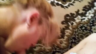 Blonde slut sucks me off with pleasure