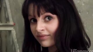 Adorable solo dark haired barely legal Lil Tammy finger fuck her snatch