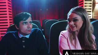 MODERN-DAY SINS - Pervy 19 Yo Have OUTDOOR SEX Into Clip Theatre And GOT CAUGHT! With Athena Faris