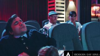MODERN-DAY SINS - Pervy 19 Yo Have OUTDOOR SEX Into Clip Theatre And GOT CAUGHT! With Athena Faris
