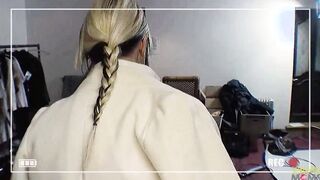 Behind the scenes awesome cougar blonde fucking with huge cock