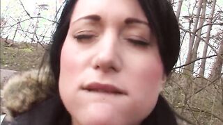 Lusty big boobed dark hair Kate Ebony masturbates outdoor with a huge toy - Full Film