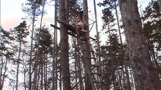 Lusty big boobed dark hair Kate Ebony masturbates outdoor with a huge toy - Full Film