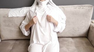 White nun and sex toy. Only anal