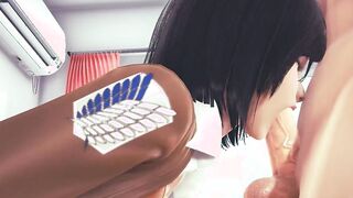 Shingeki No Kyojin Animated - Mikasa sucking off and anal with cumshot - titans - Japanese eastern Manga Animated Sex Tape Game Porn