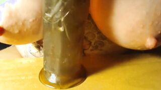 Oil titjob and anal on the desk