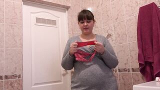 Mistress's lingerie aroused a older bbw. Private unusual bondage masturbation and panty sniffing. Amateur from chubby cougar and close-up.