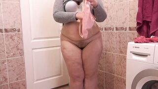 Mistress's lingerie aroused a older bbw. Private unusual bondage masturbation and panty sniffing. Amateur from chubby cougar and close-up.