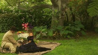 Bombshell dark hair retro pornstar Nevaeh Ashton nailed rough inside the garden