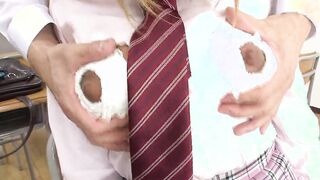 Young Japanese cunt with mouth gets banged! by her professor inside class and I let the professor cum