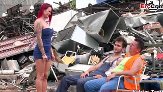 German huge titties old red haired mom gets anal outdoors 3some
