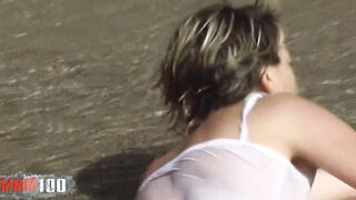 Anal fucked at the beach with the crazy hot French cougar Estelle Clark