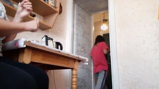 Boned my step sister's lover while step sister was on the phone outdoor the door - Dyke Illusion Girls