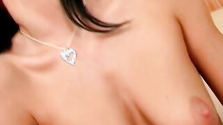 Euro Cutie touches her snatch and solo masturbates