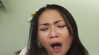 Hottie chinese dark haired penetrated her tight soak cunt
