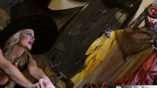 Huge Breasts Witch Conjures FFM Three-Way For Halloween - Kelly Madison, Tasha Reign