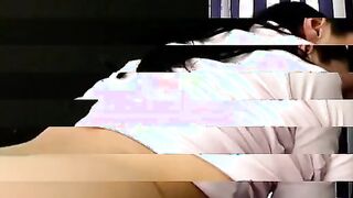 Sexual dark haired plays with her twat then stud comes to pounded her booty inside bed