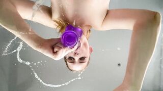 HOOTERS AND SLOBBERY FELLATIO SEX TOY THROUGH A GLASS TABLE, AN STUNNING SIGHT