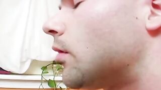 Blonde skank swallows bro's cum after getting plowed on the floor