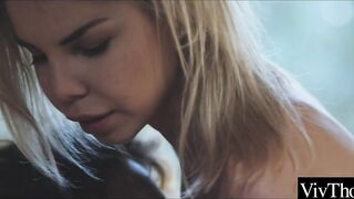 Slender lesbo licks blonde lovers tight ass and wet cunt