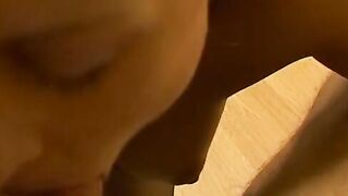 point of view film of Beauty dark hair blowing dick like a professional