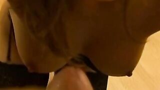 point of view film of Beauty dark hair blowing dick like a professional