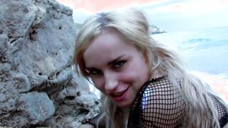 Fucking at the beach with the sublime young Spanish debutante Layla Ebony