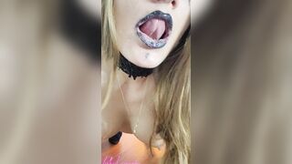 VickiLuv is Turned On Halloween Ride and Sucking Off Vibrator