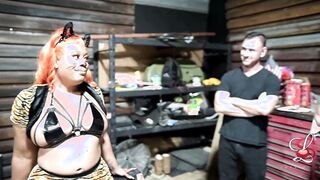 Ebony cosplay thot gets a vehicle full of white dick