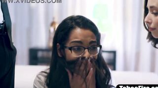 Geeky innocent deflowered by vile stepbrother & stepsister