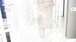 The chick wanted to have sex with a sex toy. The live cock inside the closet was