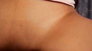 Lusty oriental skank fucks her cunt with a vibrator then bro comes along to bang her