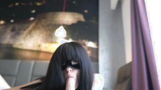 Vulgar dark hair Otta Koi dreams about 2 huge cocks! Sucking Off 2 dicks, fucking vibrator, long creampie