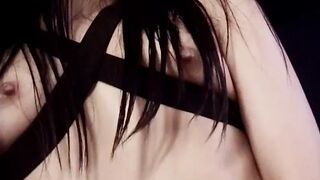 Adorable oriental Cutie with pigtails finger fucked her twat before stud comes to bang her