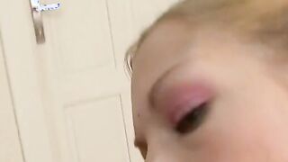 Blonde Beauty loves to suck penis and the got cream all over her face