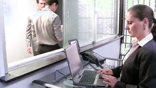 Long Breasts at Work - The Man Jizzes Around clip starring Nikita Von James and Ramon