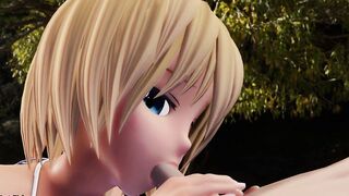 [3D ANIME MMD] Peachy Beach  Pt one - Bikini Izumi gets caught finger bang by Sin Sack, give him a blow job and riding him like a cowgirl until cummed finale!