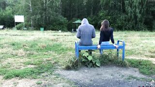 bimbos Blowing Cock and Fucking inside the Wood - Outside Sex