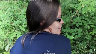 bimbos Blowing Cock and Fucking inside the Wood - Outside Sex