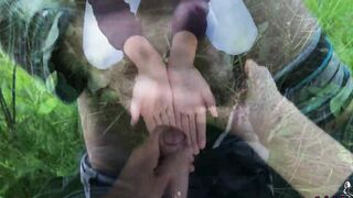 bimbos Blowing Cock and Fucking inside the Wood - Outside Sex