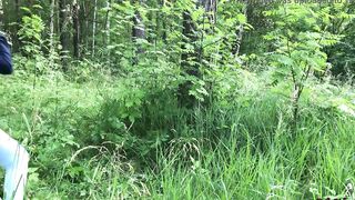 bimbos Blowing Cock and Fucking inside the Wood - Outside Sex