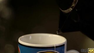 OLD4K. Sweet blonde give a oral sex to mature man and gets fuck