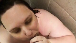 Wifey sucks me inside shower then takes it into the booty for a second time!