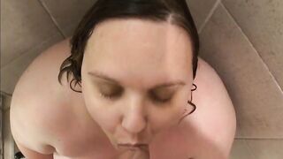 Wifey sucks me inside shower then takes it into the booty for a second time!
