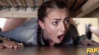 Fake Hostel - "Stuck Under A Bed" - 2 skinny butt babes got rescued by an unlikely hero with thick dick who fucks them silly into a irresistible Hottie and funny three-way